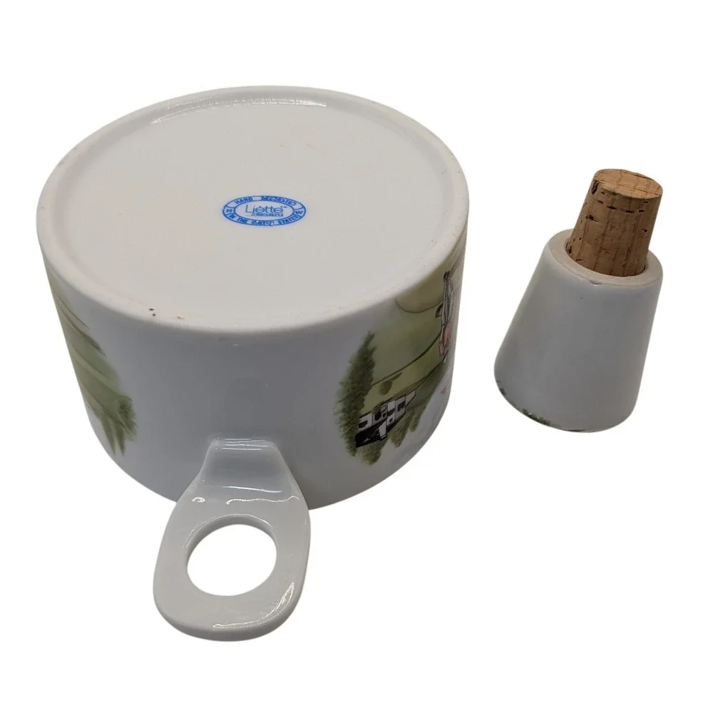 Liette Int‎ Wine Bottle Coaster and Stopper Hand Decorated Porcelain Golf Scene
